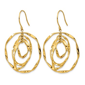 Chisel Stainless Steel Polished Yellow IP-plated with Red Preciosa Crystal Wavy Dangle Shepherd Hook Earrings — alternate view