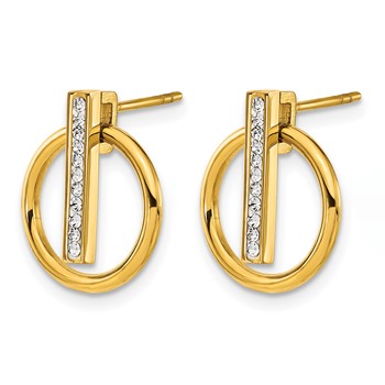 Chisel Stainless Steel Polished Yellow IP-plated Preciosa Crystal Post Dangle Earrings — alternate view