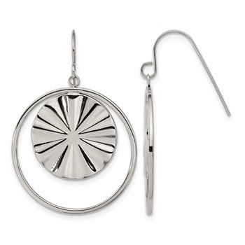 Chisel Stainless Steel Polished Dangle Shepherd Hook Earrings