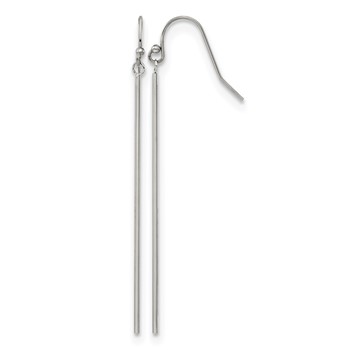 Chisel Stainless Steel Polished Bar Dangle Shepherd Hook Earrings