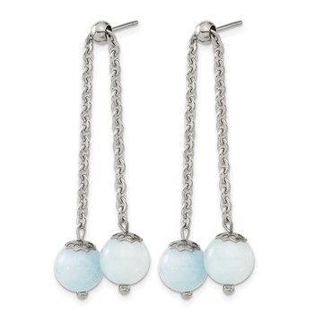 Chisel Stainless Steel Polished with Blue Quartz Moveable Dangle Post Earrings — alternate view
