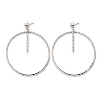 Chisel Stainless Steel Polished Circle Post Dangle Earrings — alternate view