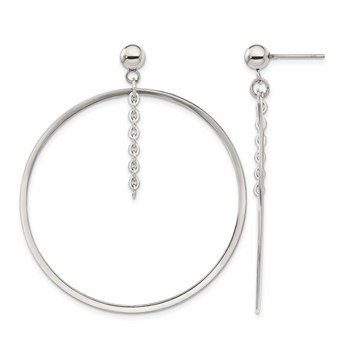 Chisel Stainless Steel Polished Circle Post Dangle Earrings