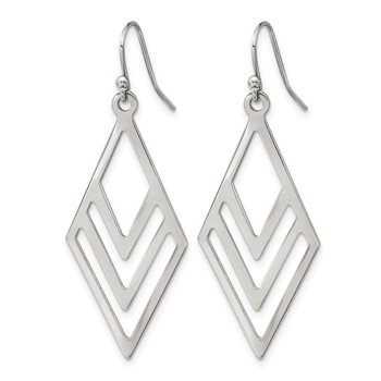 Chisel Stainless Steel Polished Diamond-shaped Dangle Shepherd Hook Earrings — alternate view