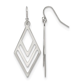 Chisel Stainless Steel Polished Diamond-shaped Dangle Shepherd Hook Earrings