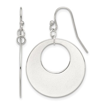 Chisel Stainless Steel Polished Circles Dangle Shepherd Hook Earrings