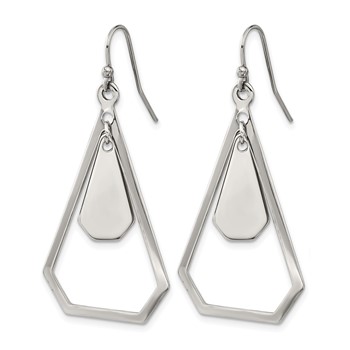 Chisel Stainless Steel Polished Dangle Shepherd Hook Earrings — alternate view