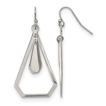Chisel Stainless Steel Polished Dangle Shepherd Hook Earrings
