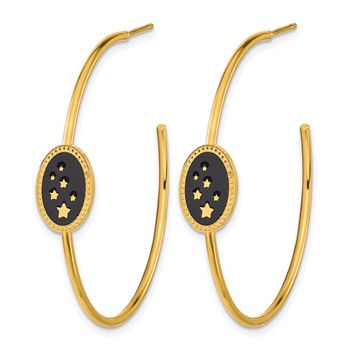 Chisel Stainless Steel Polished Yellow IP-plated Enameled Stars Post Hoop Earrings — alternate view
