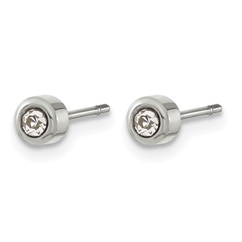 Chisel Stainless Steel Polished Crystal Earrings — alternate view