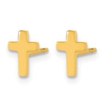 Chisel Stainless Steel Polished Yellow IP-plated Cross Earrings — alternate view