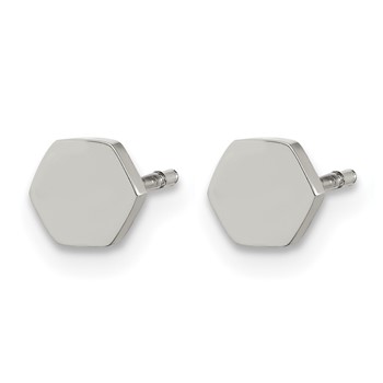 Chisel Stainless Steel Polished Hexagon Post Earrings — alternate view
