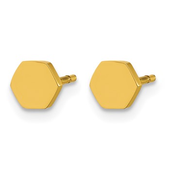 Chisel Stainless Steel Polished Yellow IP-plated Hexagon Post Earrings — alternate view
