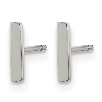Chisel Stainless Steel Polished Vertical Bar Earrings — alternate view