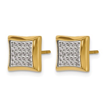 Chisel Stainless Steel Polished Yellow IP-plated 50 CZ Stud Earrings — alternate view