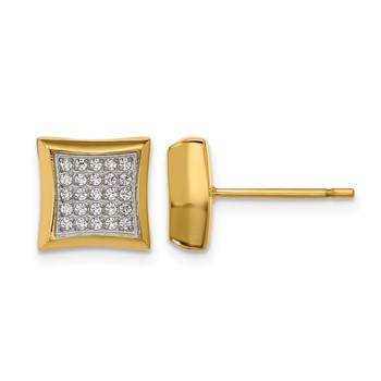 Chisel Stainless Steel Polished Yellow IP-plated 50 CZ Stud Earrings