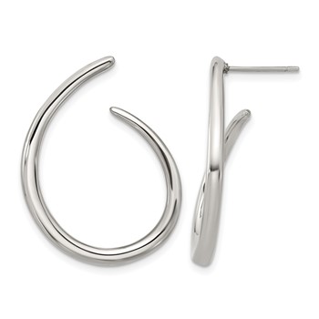 Chisel Stainless Steel Polished Curled Post Hoop Earrings