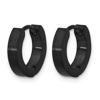 Chisel Stainless Steel Brushed and Polished Dark Gun Metal IP-plated Hinged Hoop Earrings — alternate view