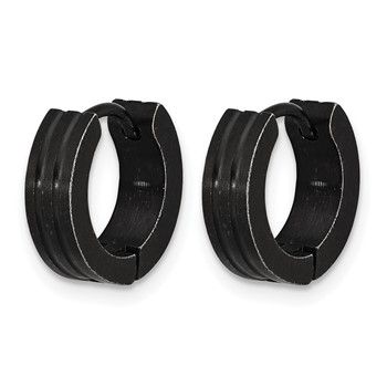 Chisel Stainless Steel Antiqued Brushed and Polished Hinged Hoop Earrings — alternate view