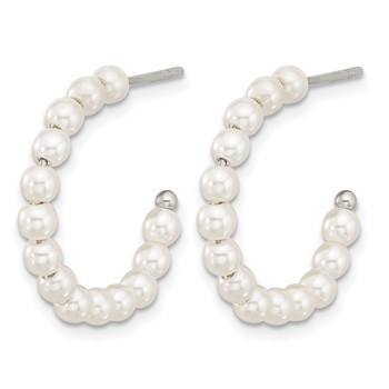 Chisel Stainless Steel Polished White Mother of Pearl J-Hoop Earring — alternate view