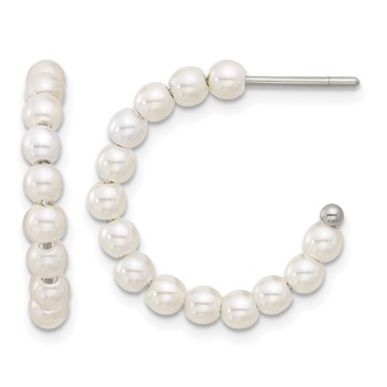 Chisel Stainless Steel Polished White Mother of Pearl J-Hoop Earring