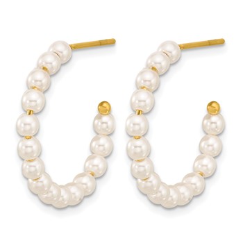 Chisel Stainless Steel Polished Yellow IP-plated White Mother of Pearl J-Hoop Earrings — alternate view