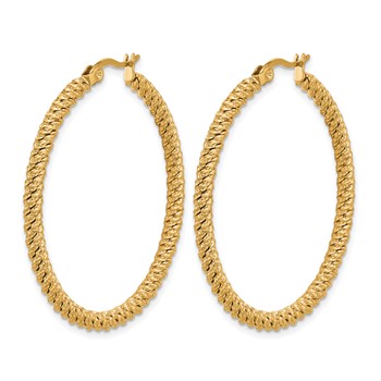Chisel Stainless Steel Polished Yellow IP-plated Diamond Cut Hoop Earrings — alternate view