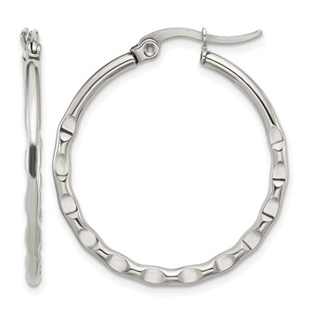 Chisel Stainless Steel Polished Wavy Hoop Earrings