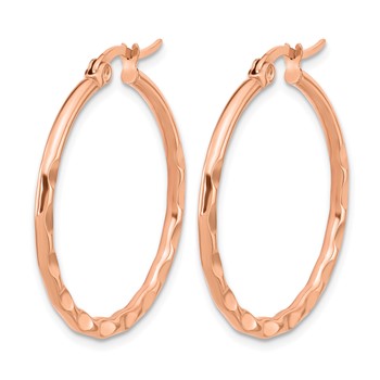 Chisel Stainless Steel Polished Rose IP-plated Wavy Hoop Earrings — alternate view