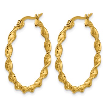 Chisel Stainless Steel Polished Yellow IP-plated Twisted Hoop Earrings — alternate view