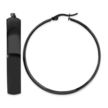 Chisel Stainless Steel Polished Black IP-plated 9mm Hoop Earrings