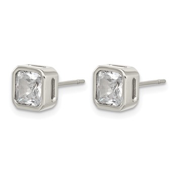 Chisel Stainless Steel Polished 6mm CZ Squared Stud Earrings — alternate view