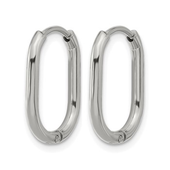 Chisel Stainless Steel Polished Elongated 2mm Hinged Hoop Earrings — alternate view