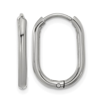 Chisel Stainless Steel Polished Elongated 2mm Hinged Hoop Earrings