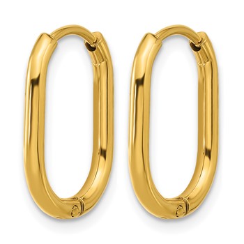 Chisel Stainless Steel Polished Yellow IP-plated Elongated 2mm Hinged Hoop Earrings — alternate view