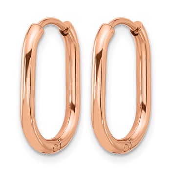 Chisel Stainless Steel Polished Rose IP-plated Elongated 2mm Hinged Hoop Earrings — alternate view