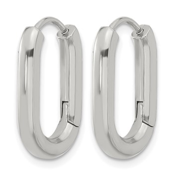 Chisel Stainless Steel Polished Elongated 3mm Hinged Hoop Earrings — alternate view