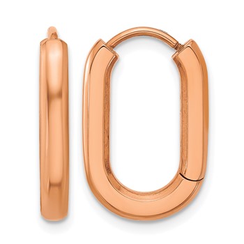 Chisel Stainless Steel Polished Rose IP-plated Elongated 3mm Hoop Earrings