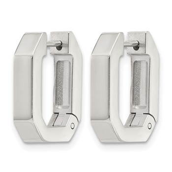 Chisel Stainless Steel Polished Squared Edges 4mm Hinged Hoop Earrings — alternate view