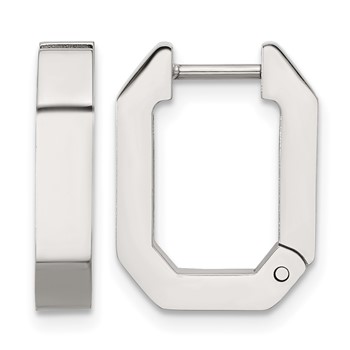 Chisel Stainless Steel Polished Squared Edges 4mm Hinged Hoop Earrings