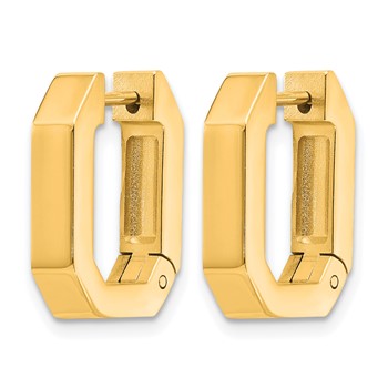 Chisel Stainless Steel Polished Yellow IP-plated Squared Edges 4mm Hinged Hoop Earrings — alternate view