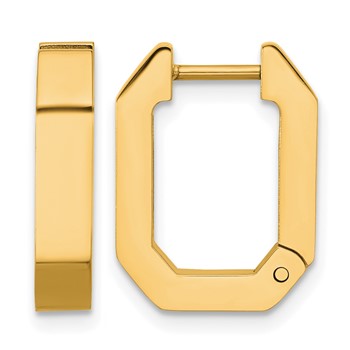 Chisel Stainless Steel Polished Yellow IP-plated Squared Edges 4mm Hinged Hoop Earrings