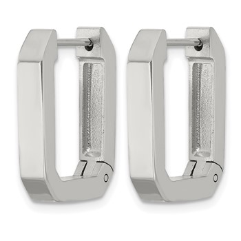 Chisel Stainless Steel Polished Squared Edges 4mm Hinged Hoop Earrings — alternate view