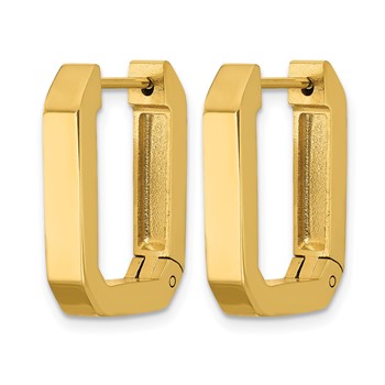 Chisel Stainless Steel Polished Yellow IP-plated Squared Edge 4mm Hinged Hoop Earrings — alternate view