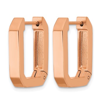 Chisel Stainless Steel Polished Rose IP-plated Squared Edge 4mm Hinged Hoop Earrings — alternate view