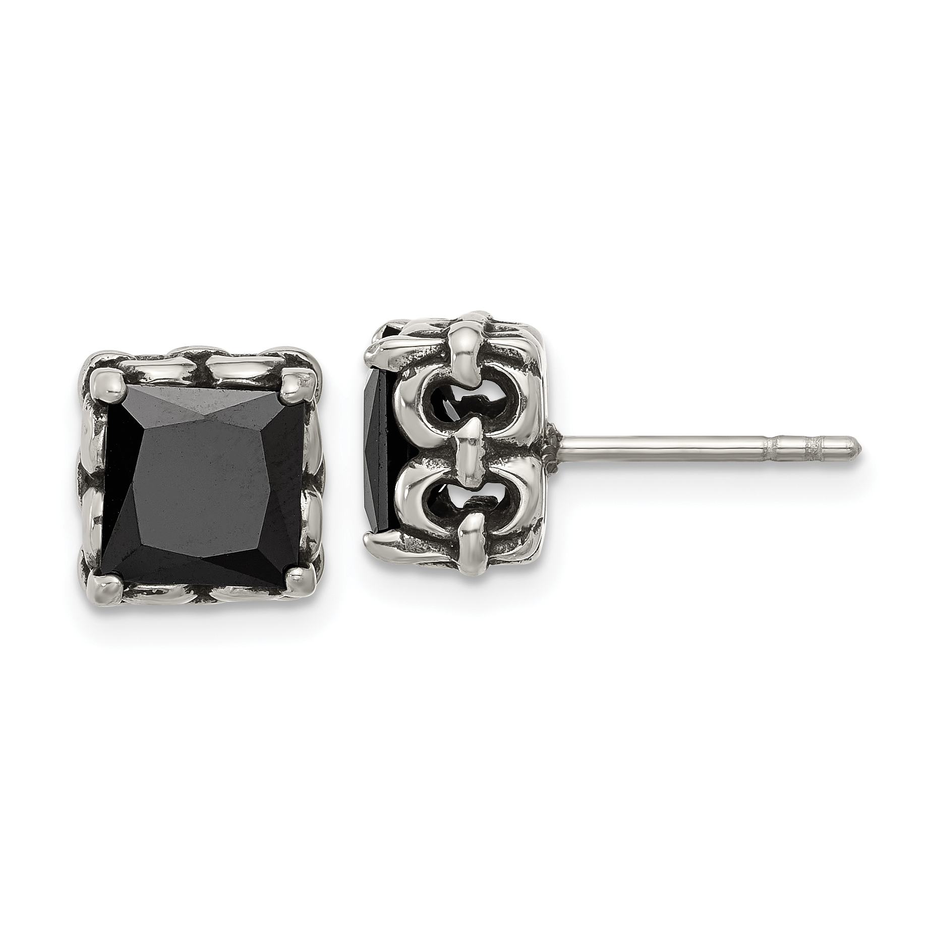 Amazon.com: 8mm Square Black & White Diamond Sterling Silver Screw Back  Earrings: Clothing, Shoes & Jewelry