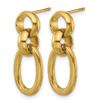 Chisel Stainless Steel Polished and Textured Yellow IP-plated Open Link Post Dangle Earrings — alternate view