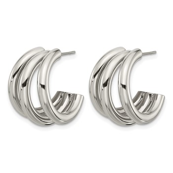 Chisel Stainless Steel Polished J Hoop Post Earrings — alternate view