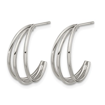 Chisel Stainless Steel Polished Wire J Hoop Post Earring — alternate view