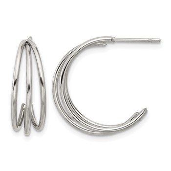 Chisel Stainless Steel Polished Wire J Hoop Post Earring